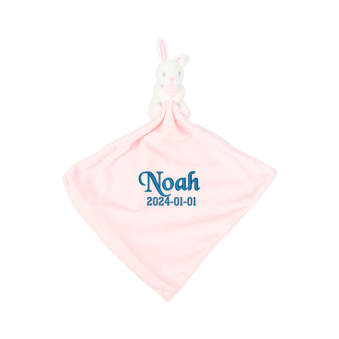 Teddy bear comfort blanket Pink with embroidered name