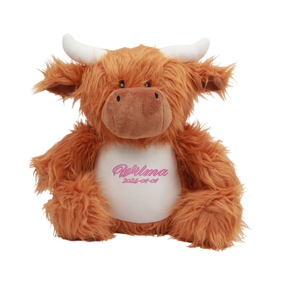 Highland Cow With Embroidered Name