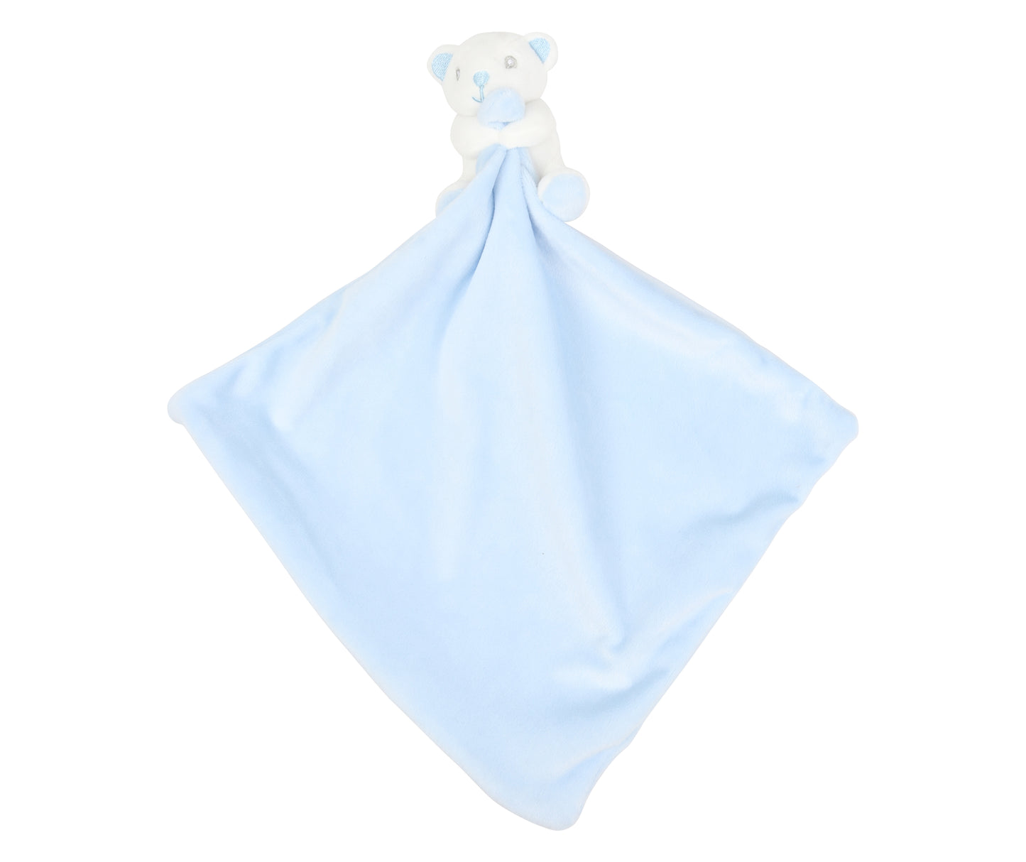 Teddy bear comfort blanket Blue with embroidered name