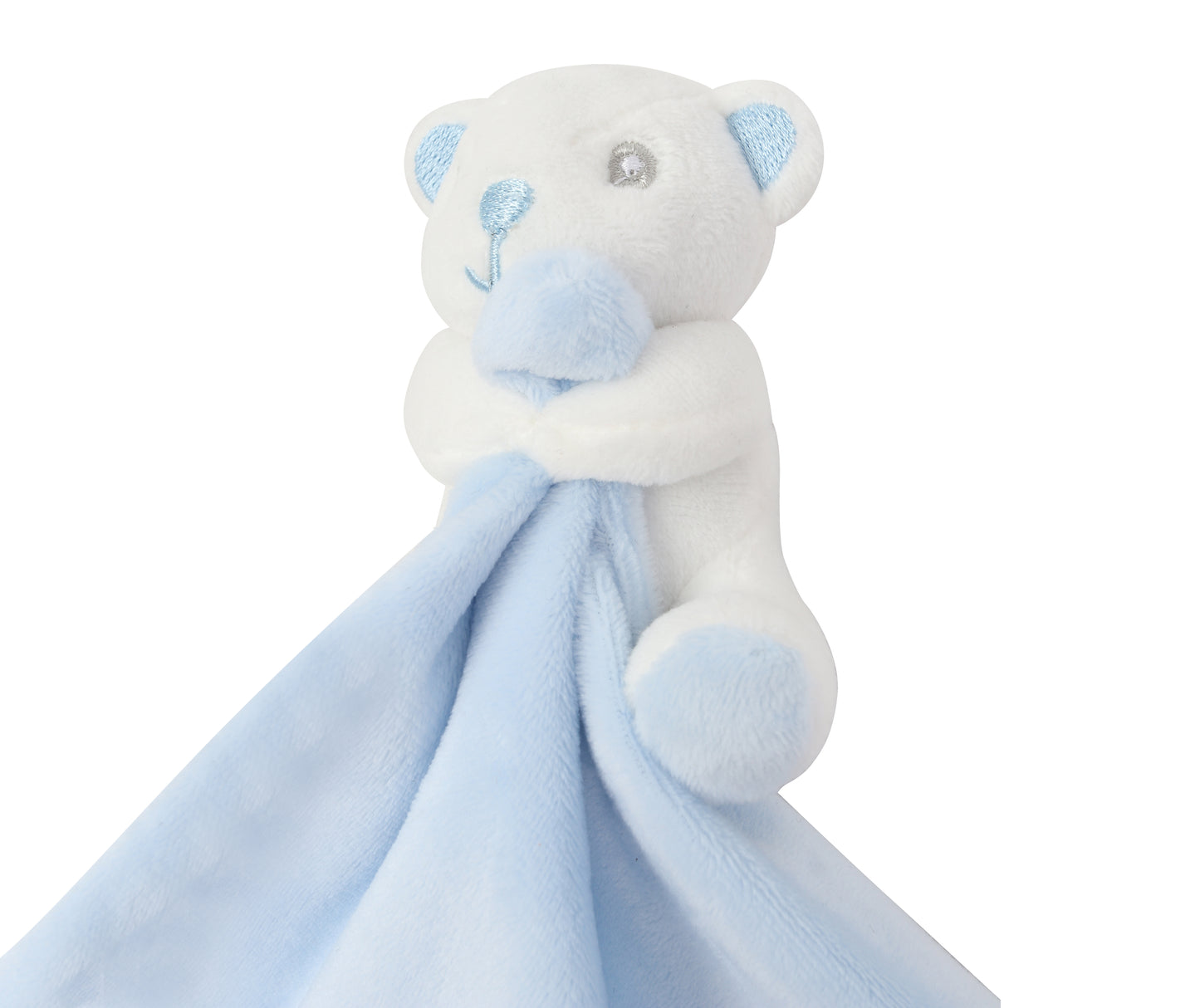 Teddy bear comfort blanket Blue with embroidered name