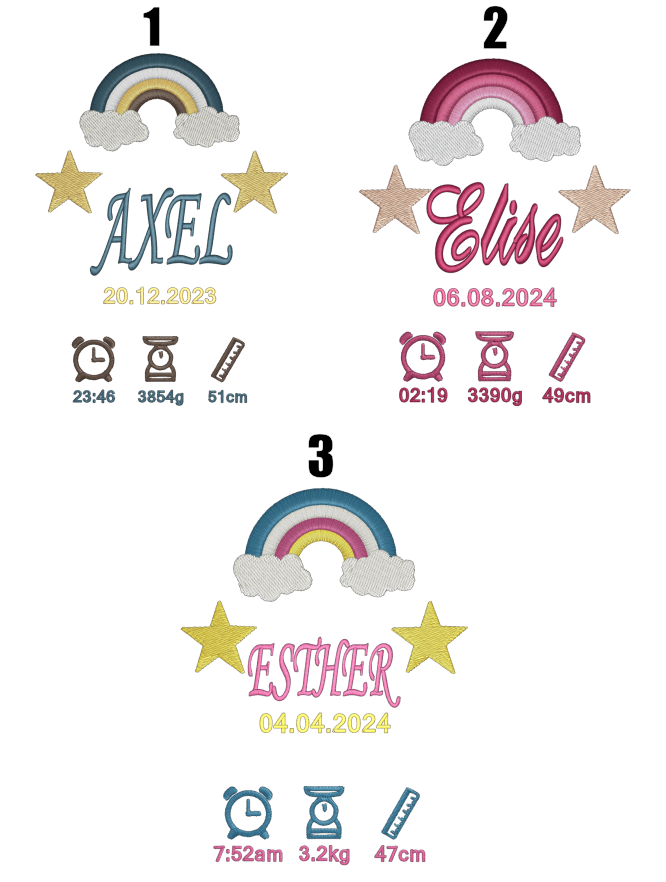 Personalized Embroidered Birth Chart 15x20 cm